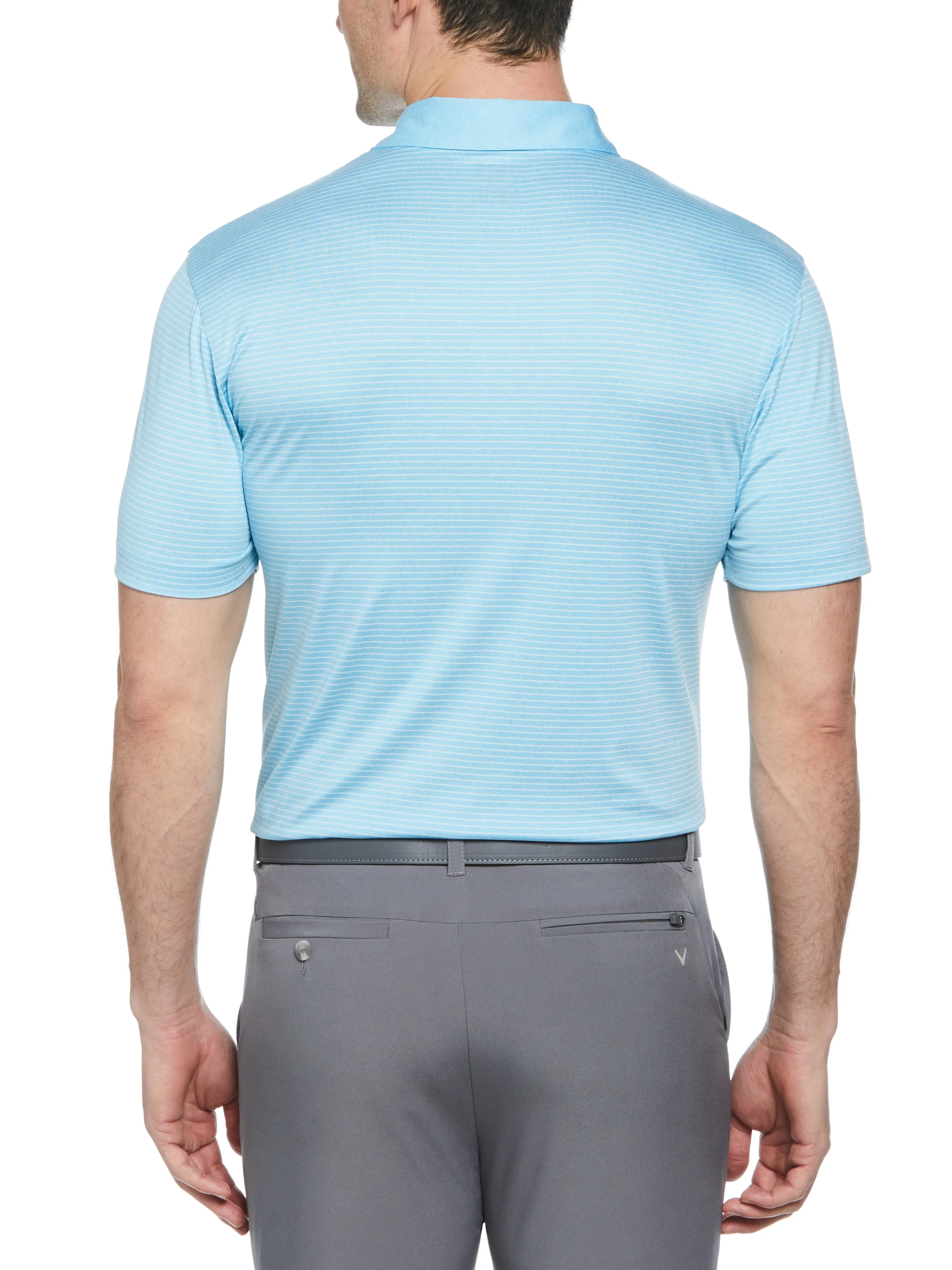 Mens Heather Micro Stripe Golf Polo