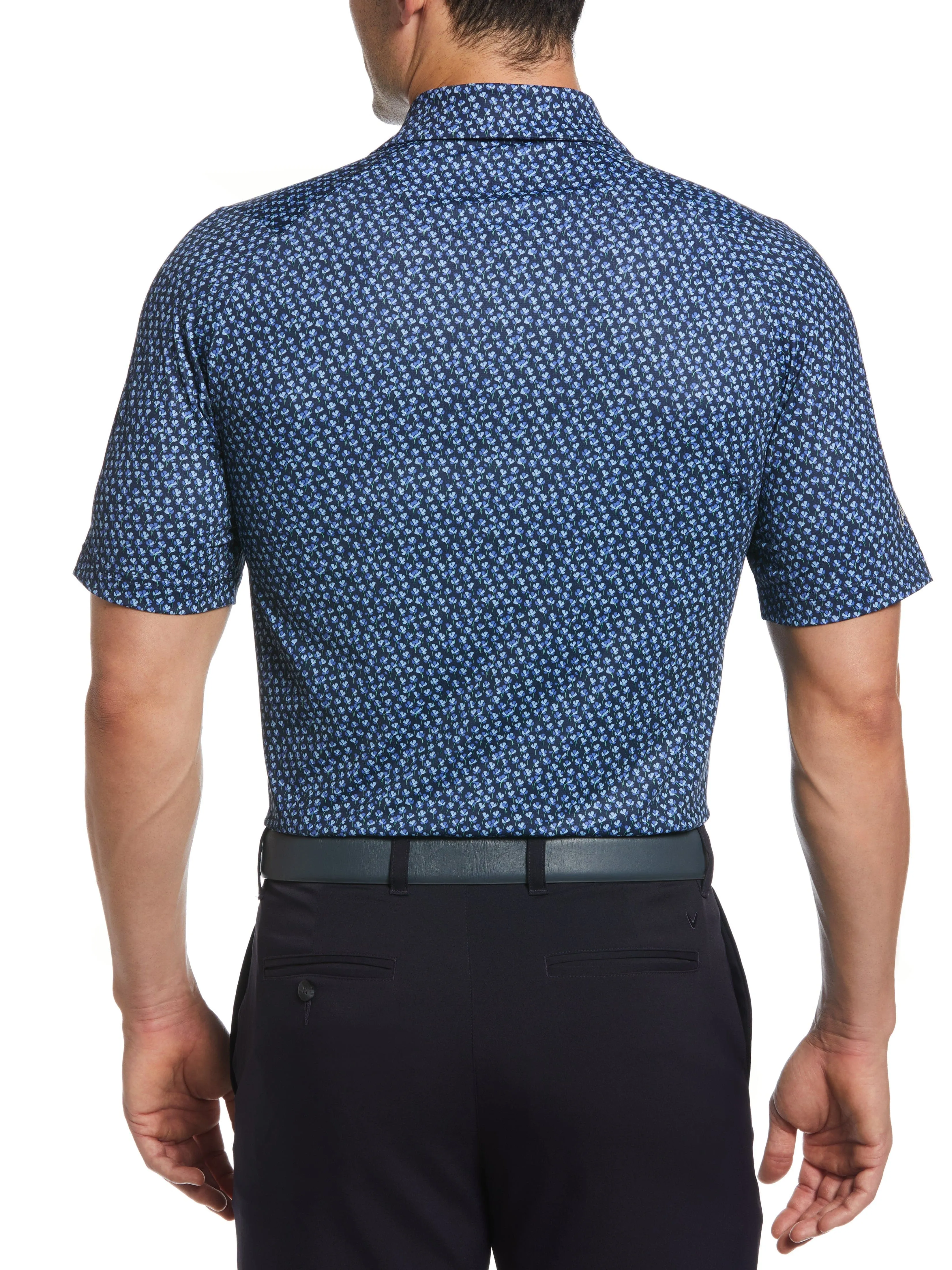Mens Micro Floral Print Golf Polo