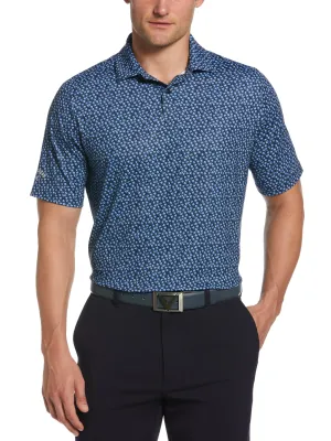 Mens Micro Floral Print Golf Polo