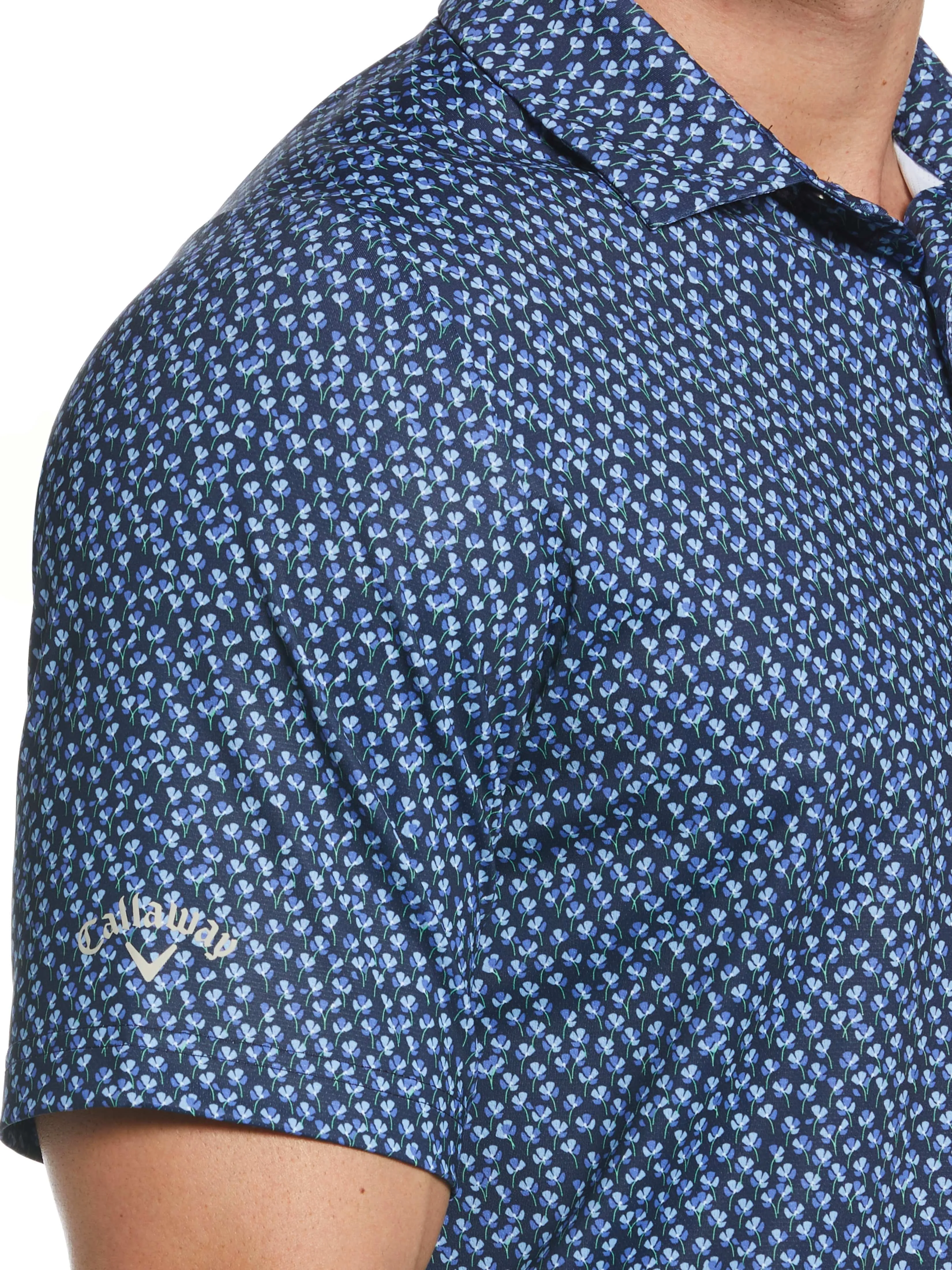 Mens Micro Floral Print Golf Polo