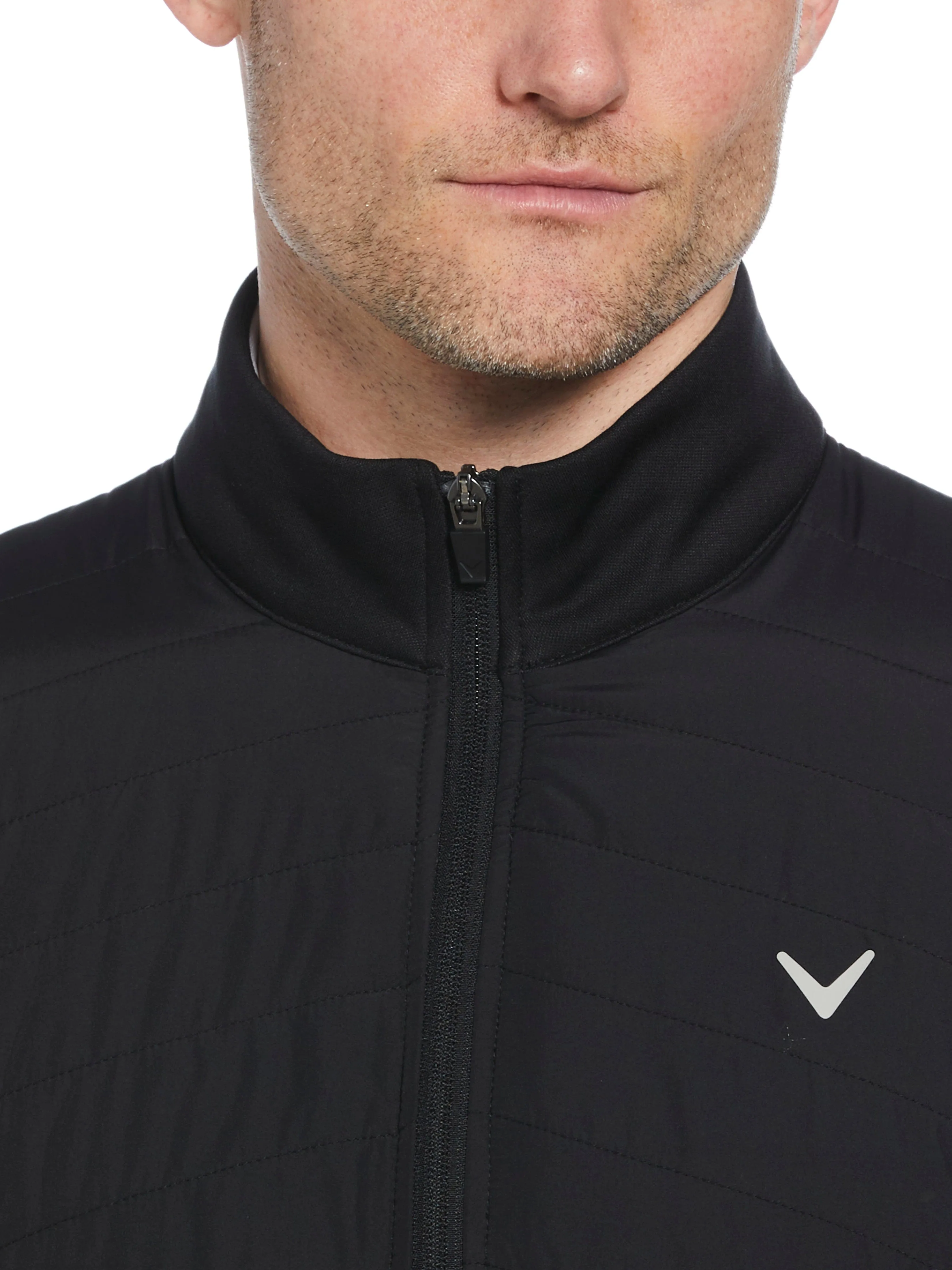 Mens Quilted Puffer Full Zip Golf Jacket