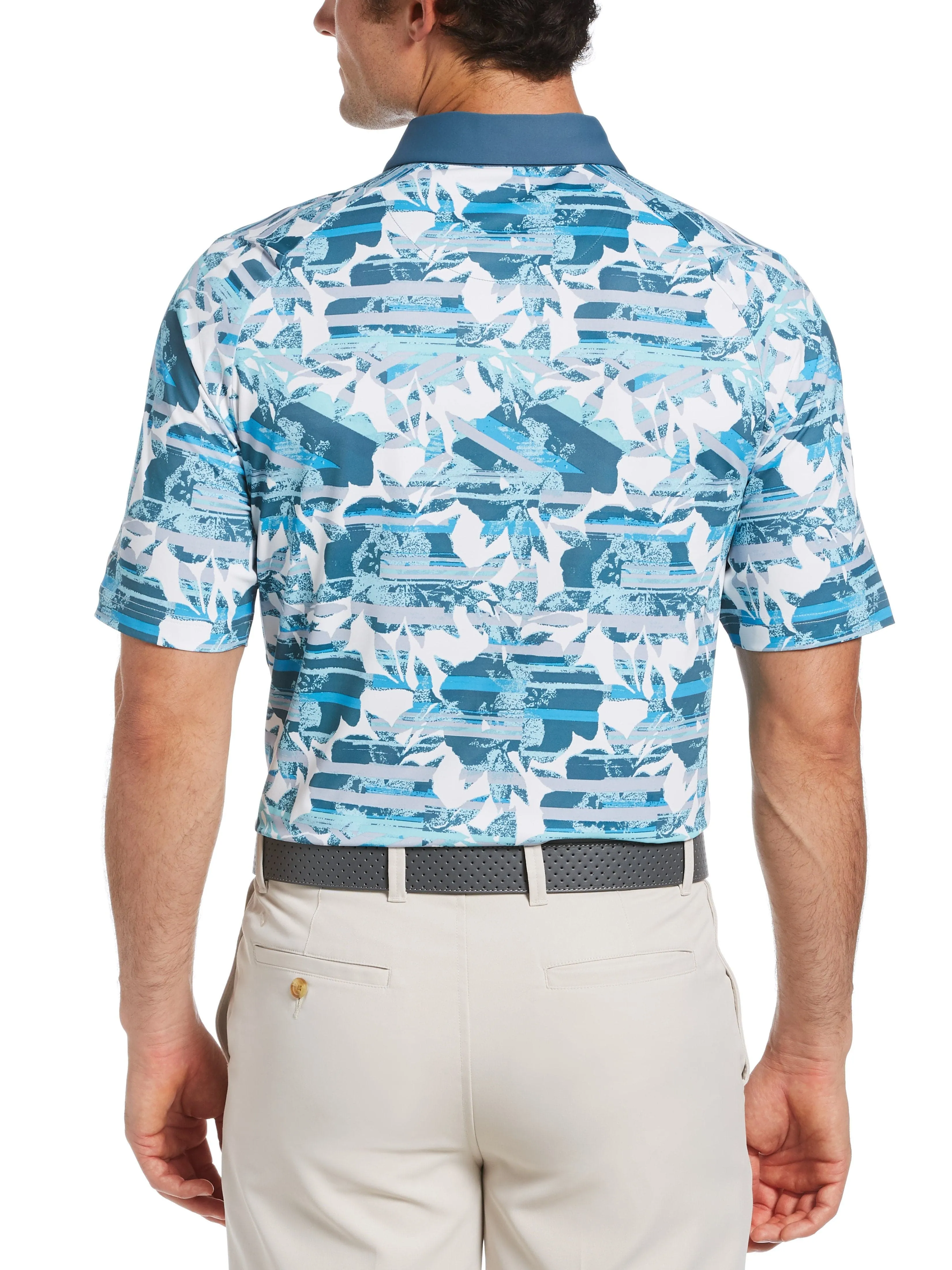 Mens Structured Floral Print Polo