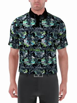 Mens Structured Floral Print Polo