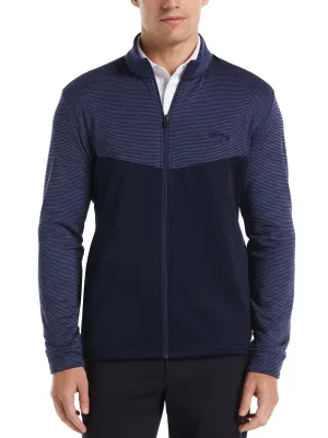 Mens Textured Block Full Zip Golf Sweater