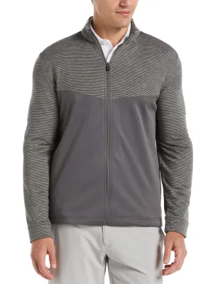 Mens Textured Block Full Zip Golf Sweater