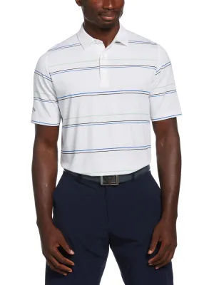 Mens Yarn Dyed Ventilated Textured Stripe Golf Polo