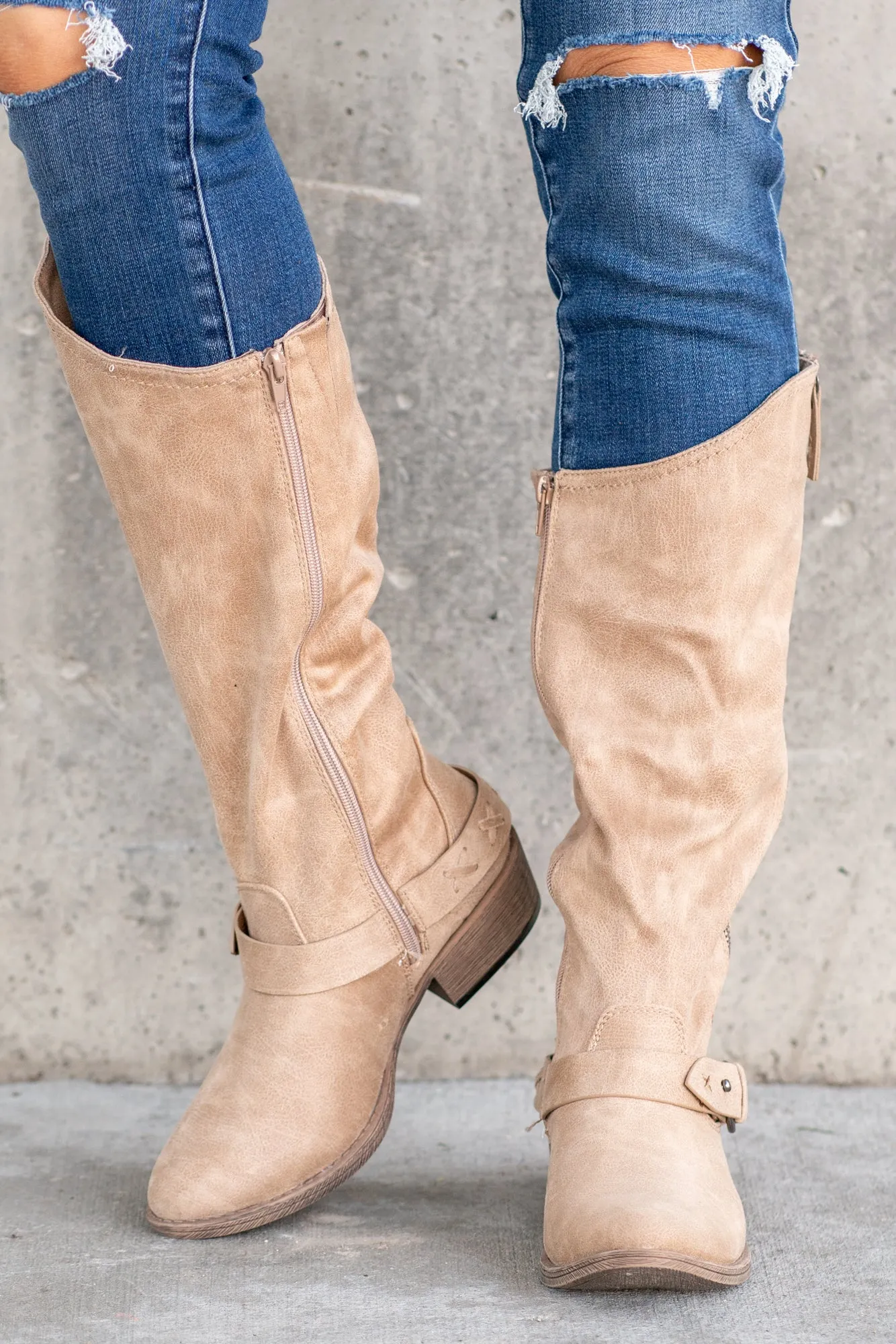 Merlot Tall Boots - Cream