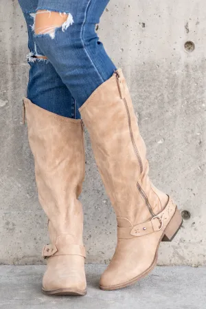 Merlot Tall Boots - Cream