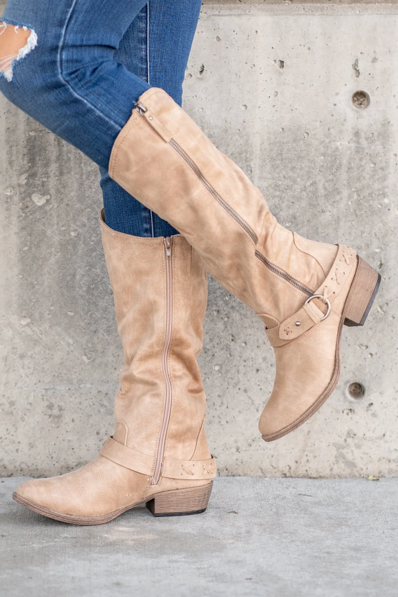 Merlot Tall Boots - Cream