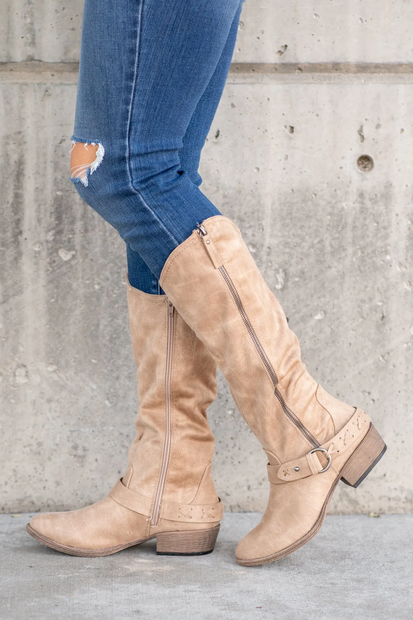 Merlot Tall Boots - Cream