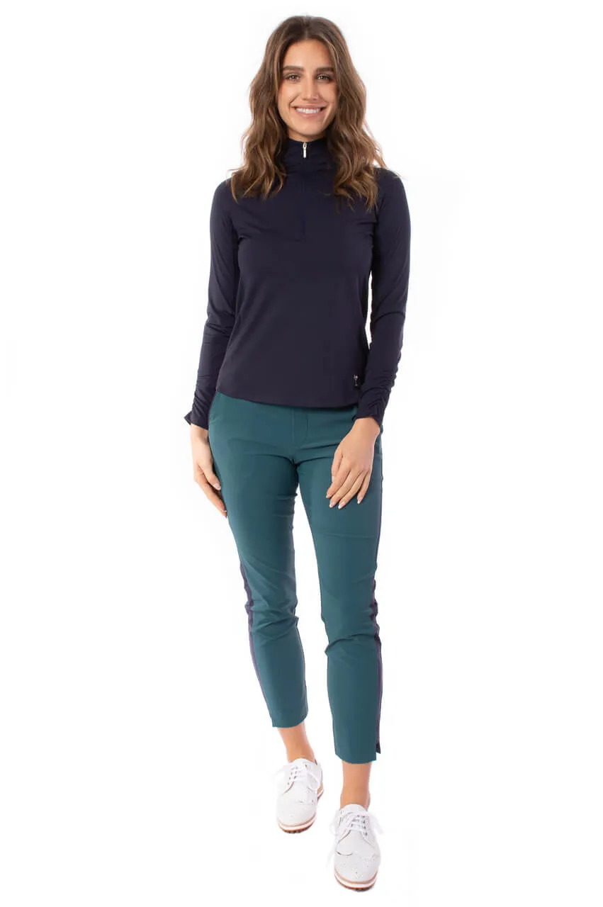 Navy Long Sleeve Zip Mock Polo