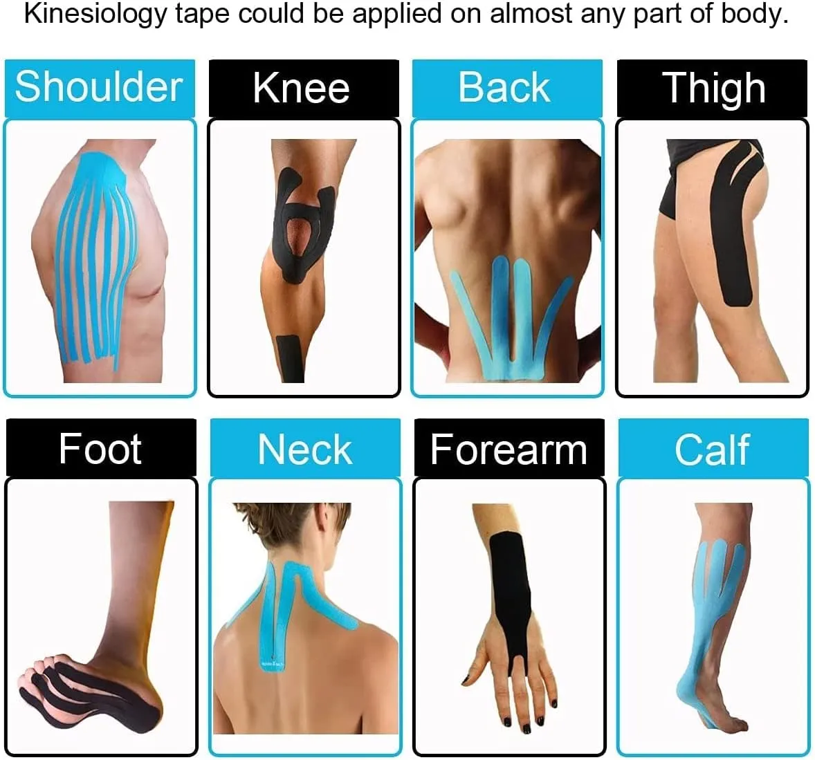 New Kinesiology Tape Elastic Sports Tape(3 Rolls) Waterproof,Breathable,Latex free Adhesive for Muscles Shin Splints Knee,Shoulder,Elbow,Ankles,Back,Wrist,2" x 19.7 feet,24 Strips Per Roll