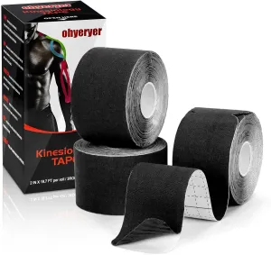 New Kinesiology Tape Elastic Sports Tape(3 Rolls) Waterproof,Breathable,Latex free Adhesive for Muscles Shin Splints Knee,Shoulder,Elbow,Ankles,Back,Wrist,2" x 19.7 feet,24 Strips Per Roll