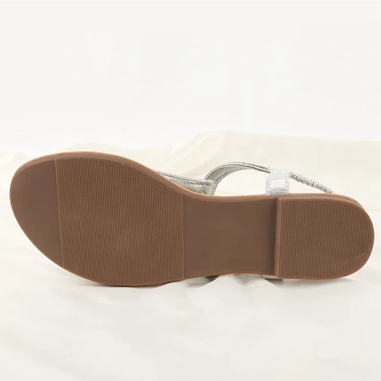 New Rhinestone Sandals Women Fashion Flat Shoes Large Size Women's Shoes Non-slip Wearable Women's Shoes