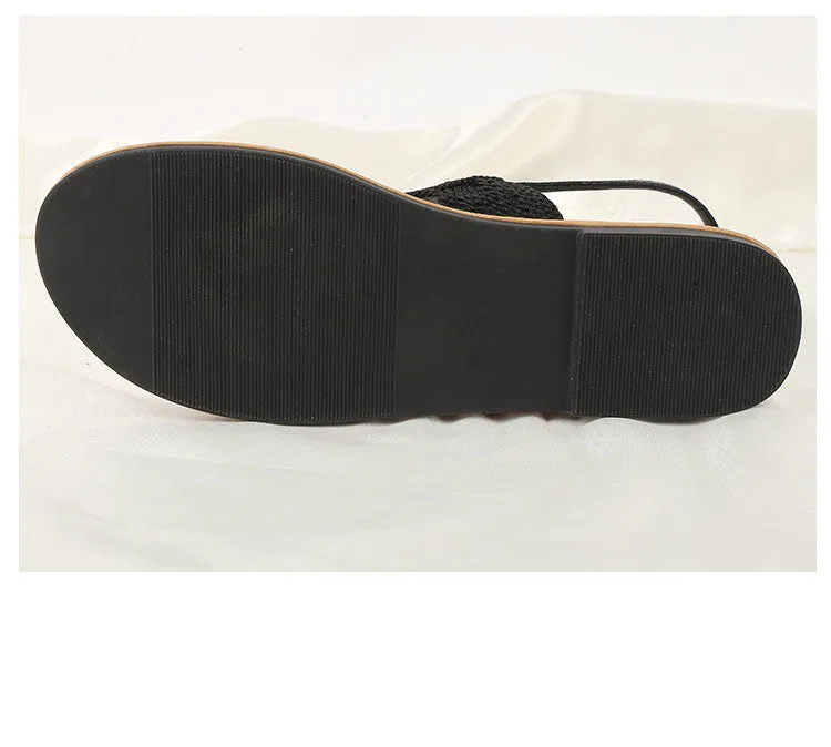 New Rhinestone Sandals Women Fashion Flat Shoes Large Size Women's Shoes Non-slip Wearable Women's Shoes