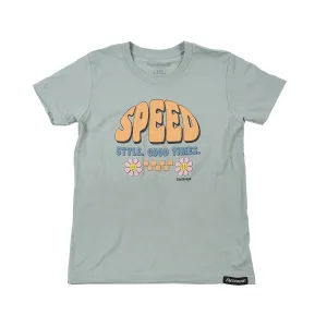 Peachy Keen Girl's Tee - Heather Blue