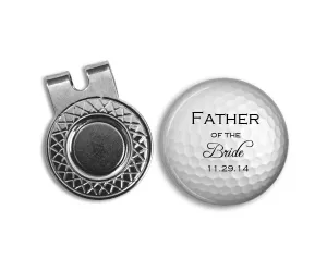Personalized Father of The Bride Magnetic Golf Ball Marker and Hat Clip Set
