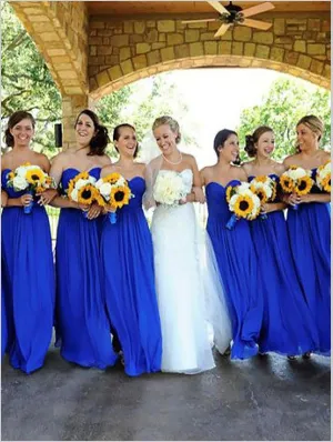 Princess Chiffon Strapless Bridesmaid Dresses Floor Length