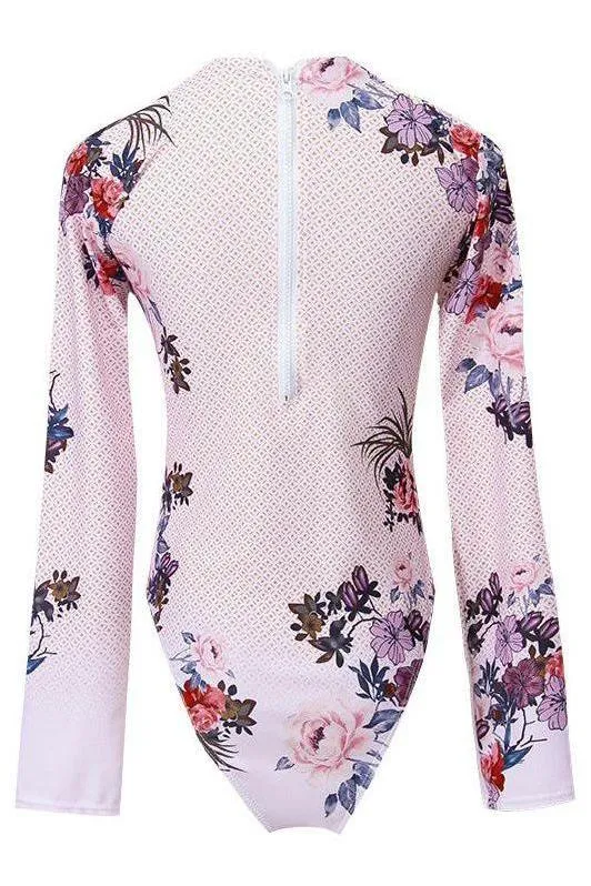 Printed Long Sleeve swuimsuit