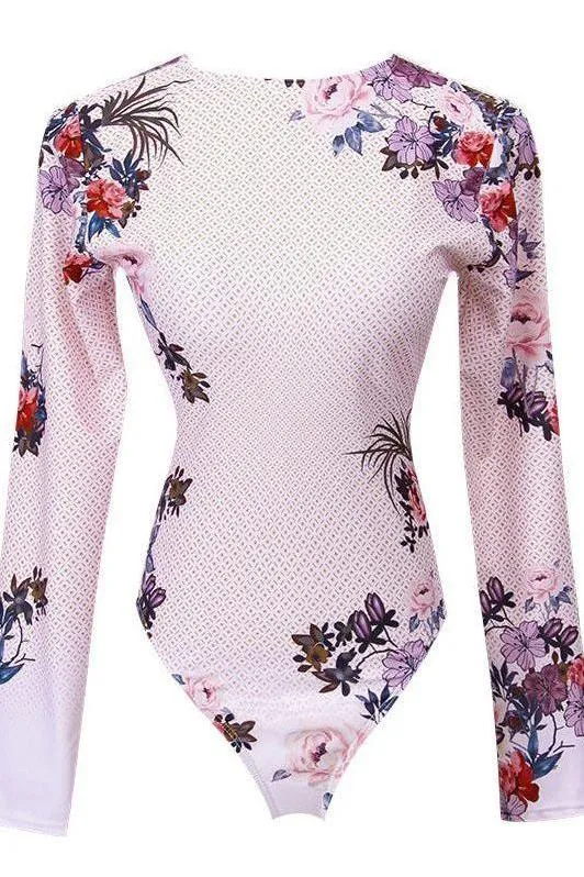 Printed Long Sleeve swuimsuit