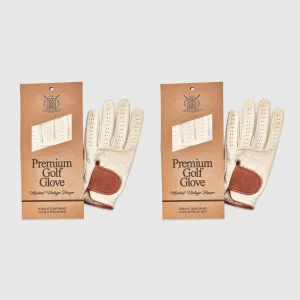 PRO Cream Cabretta Leather Golf Gloves (2 Pack)