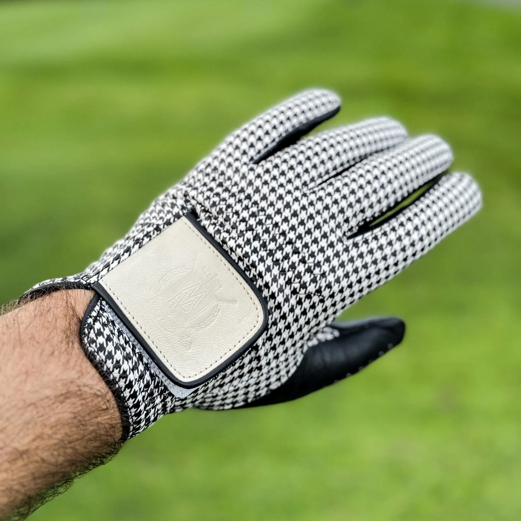 PRO Houndstooth Cabretta Leather Golf Gloves - Black (2 Pack)