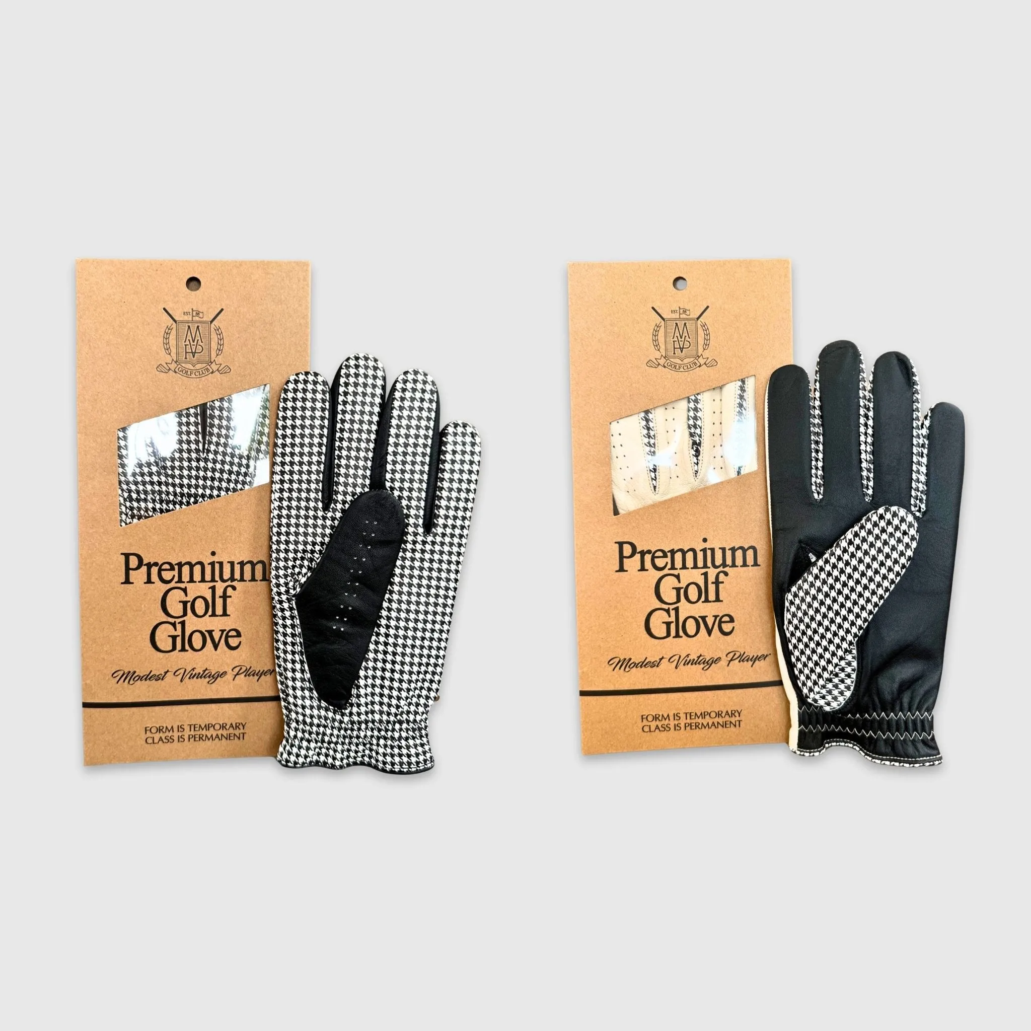 PRO Houndstooth Cabretta Leather Golf Gloves - Black (2 Pack)