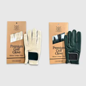 PRO Houndstooth Cabretta Leather Golf Gloves - Green (2 Pack)
