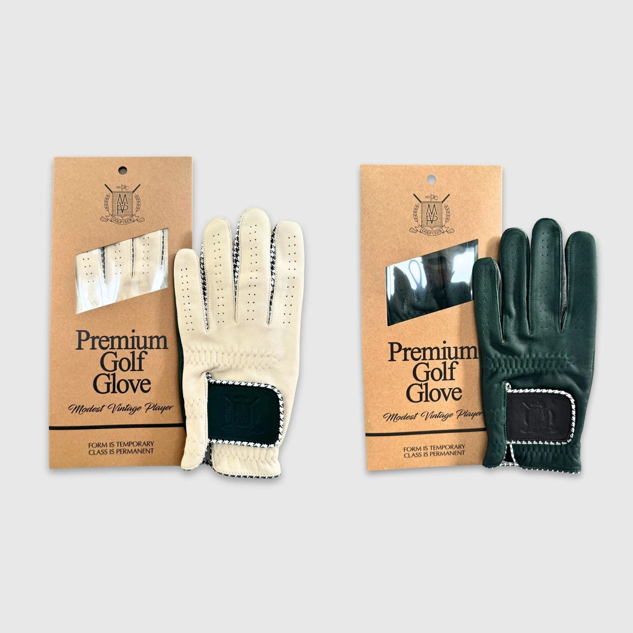 PRO Houndstooth Cabretta Leather Golf Gloves - Green (2 Pack)