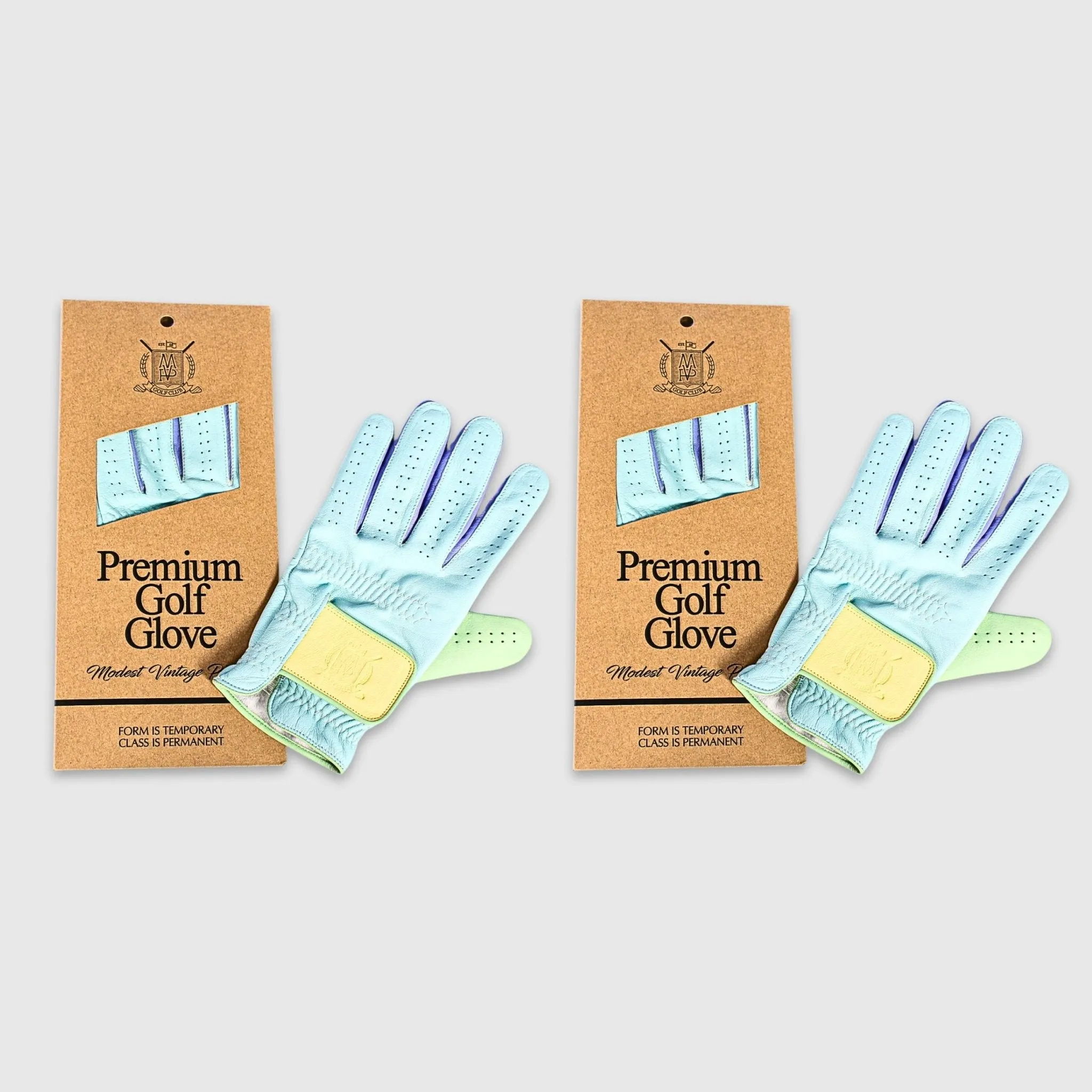 PRO Pastel Cabretta Leather Golf Gloves - Blue (2 Pack)