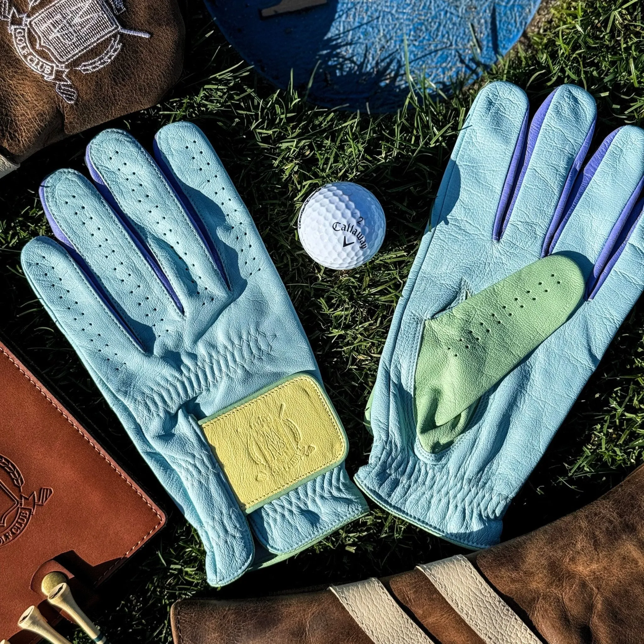 PRO Pastel Cabretta Leather Golf Gloves - Blue (2 Pack)