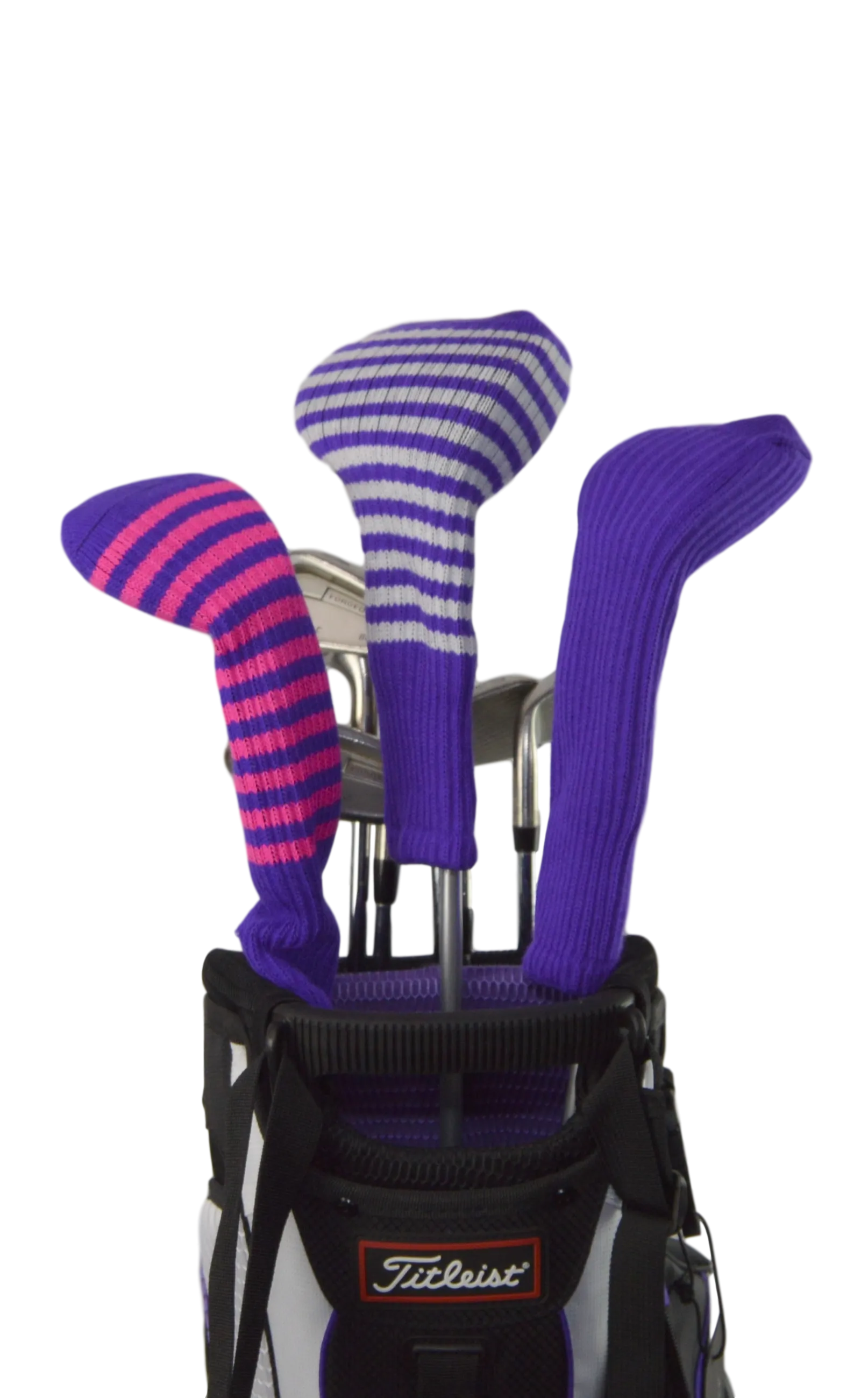 Purple and White Club Sock Golf Headcover