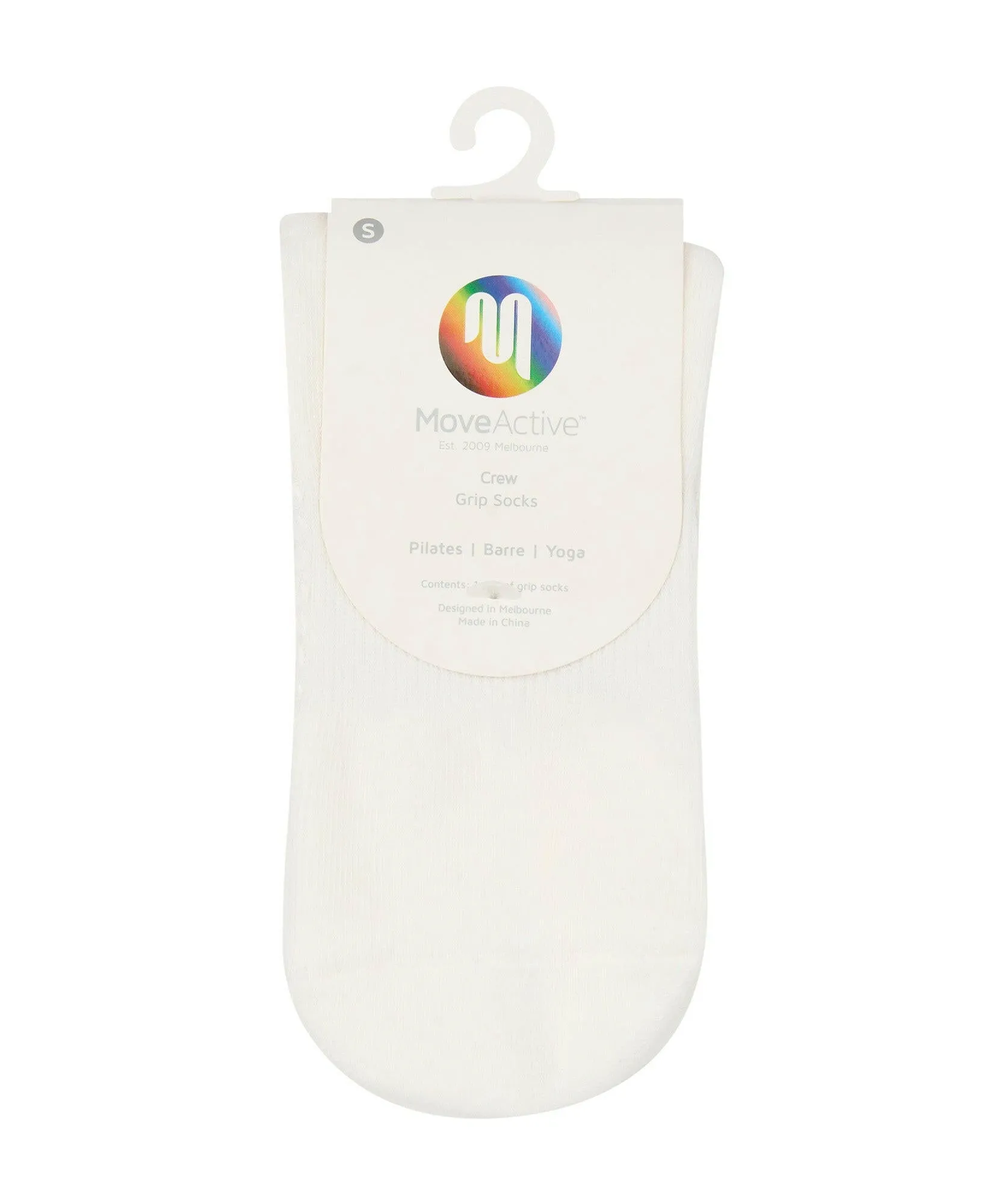 Quarter Crew Non Slip Grip Socks - Rainbow Ivory
