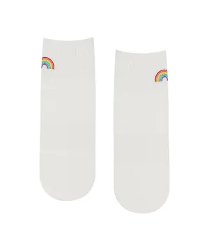 Quarter Crew Non Slip Grip Socks - Rainbow Ivory