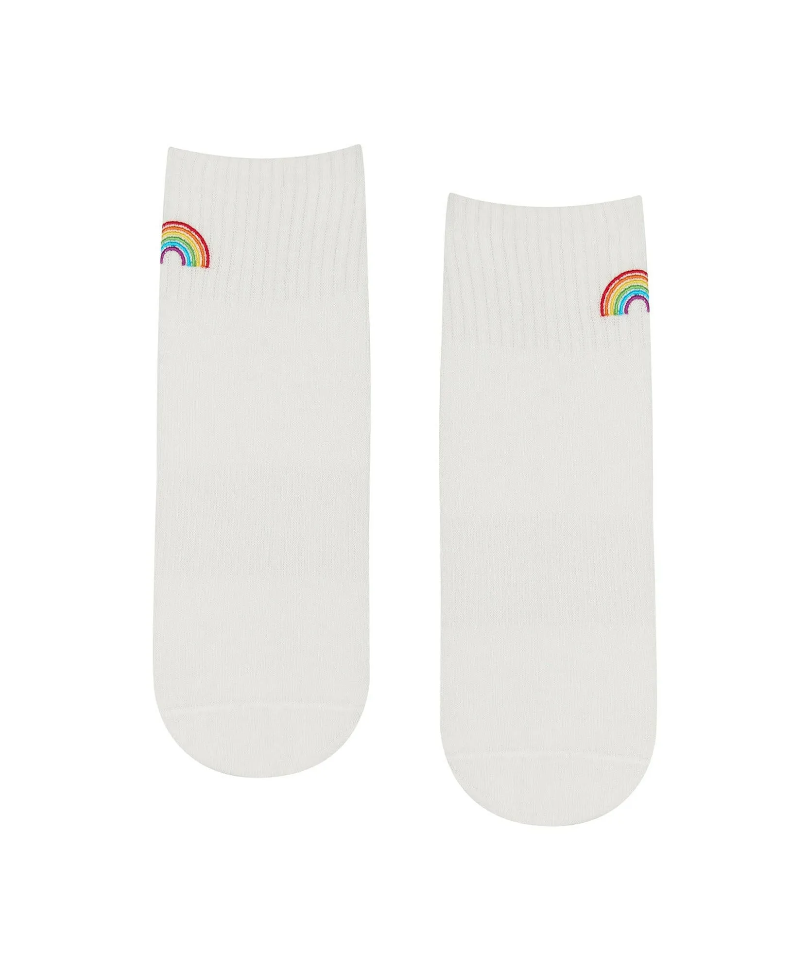 Quarter Crew Non Slip Grip Socks - Rainbow Ivory