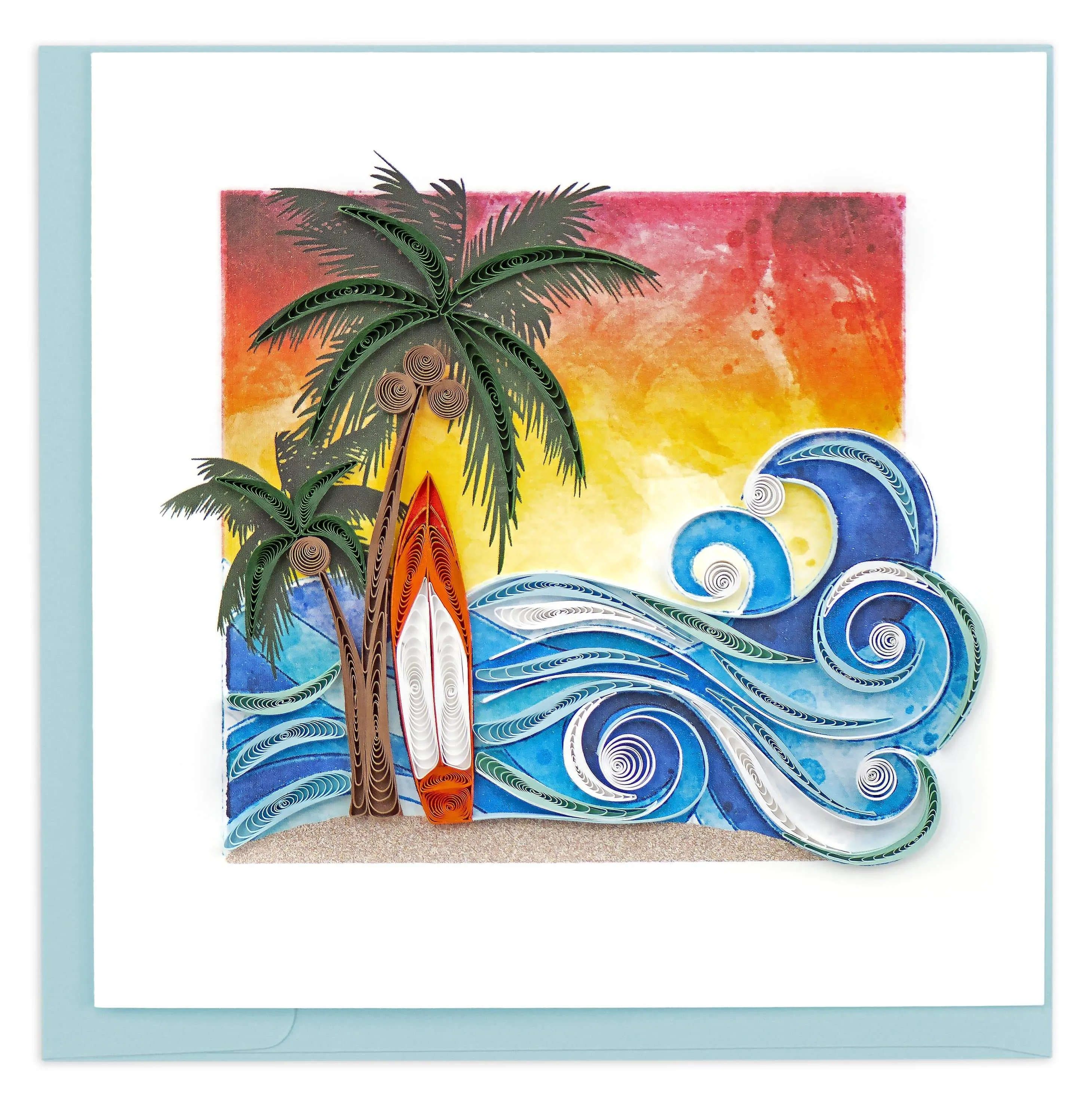 Quilled Surfing Paradise Greeting Card
