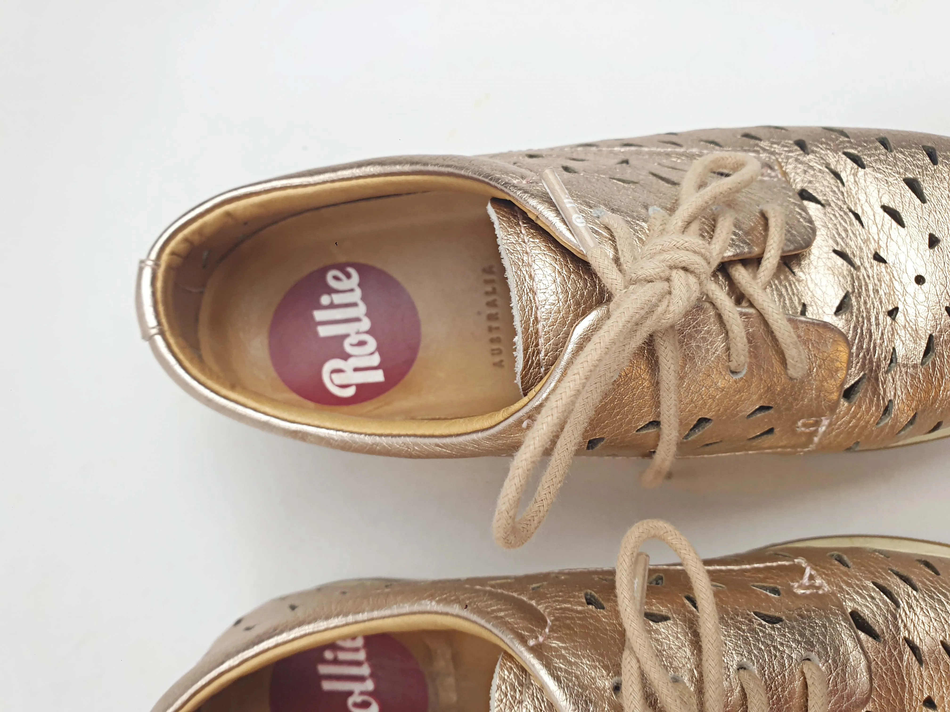 Rollie pewter leather lace up shoes size 36
