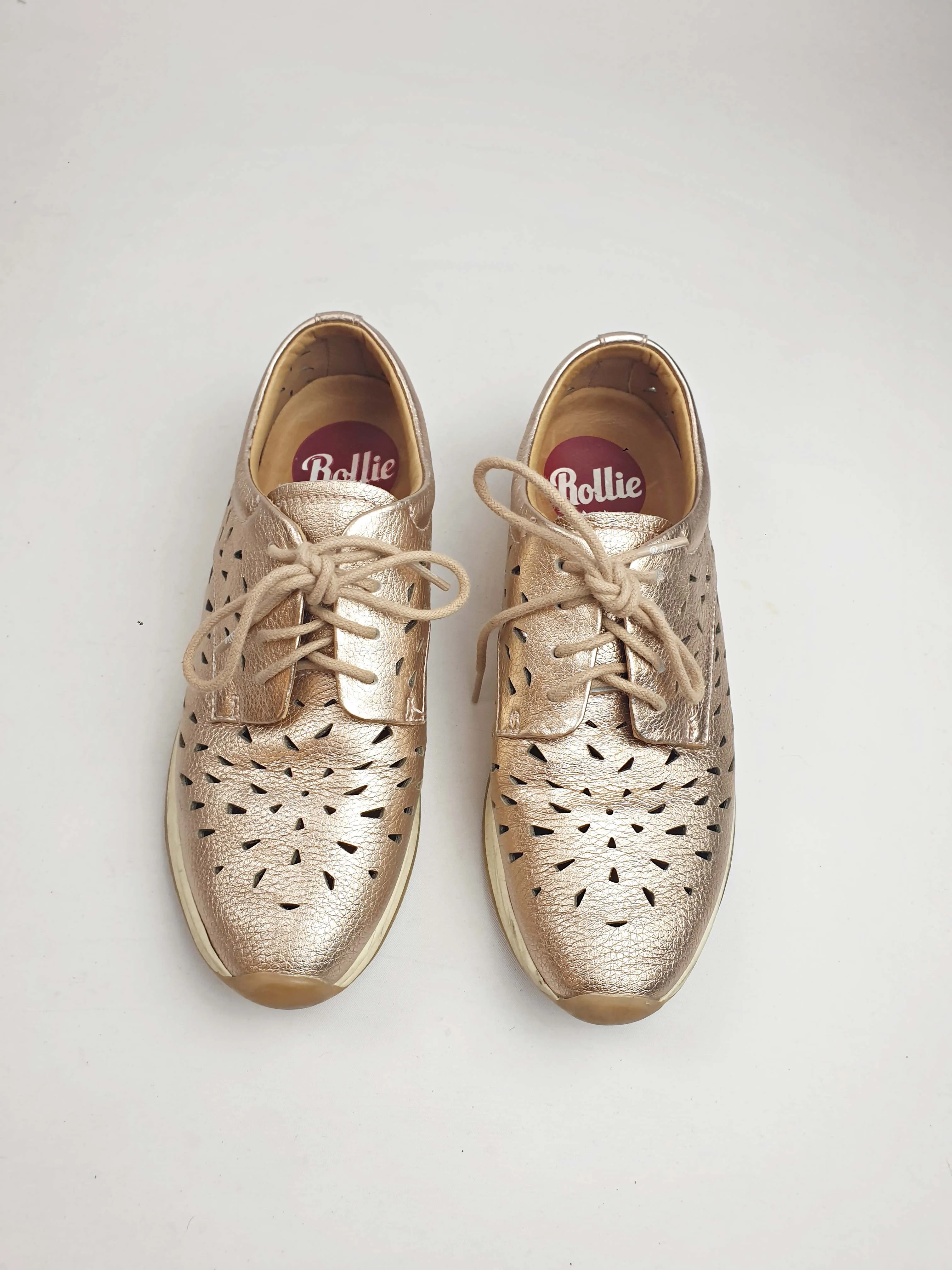 Rollie pewter leather lace up shoes size 36