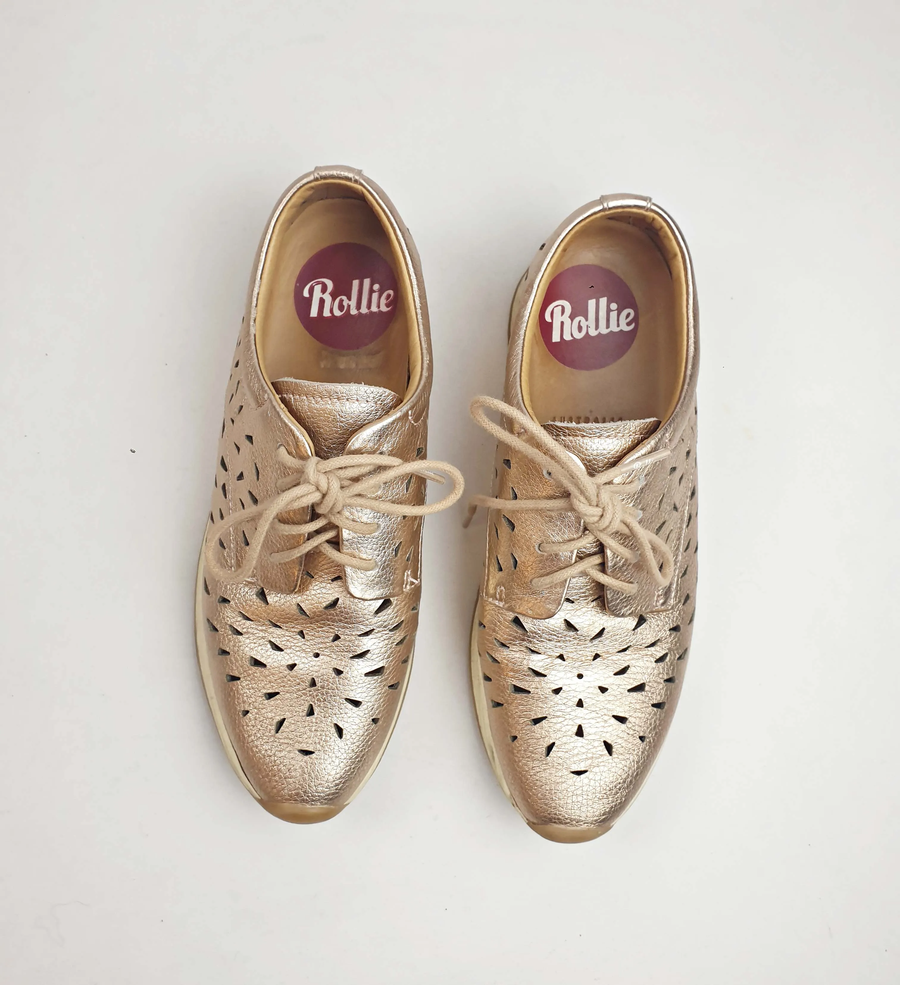 Rollie pewter leather lace up shoes size 36