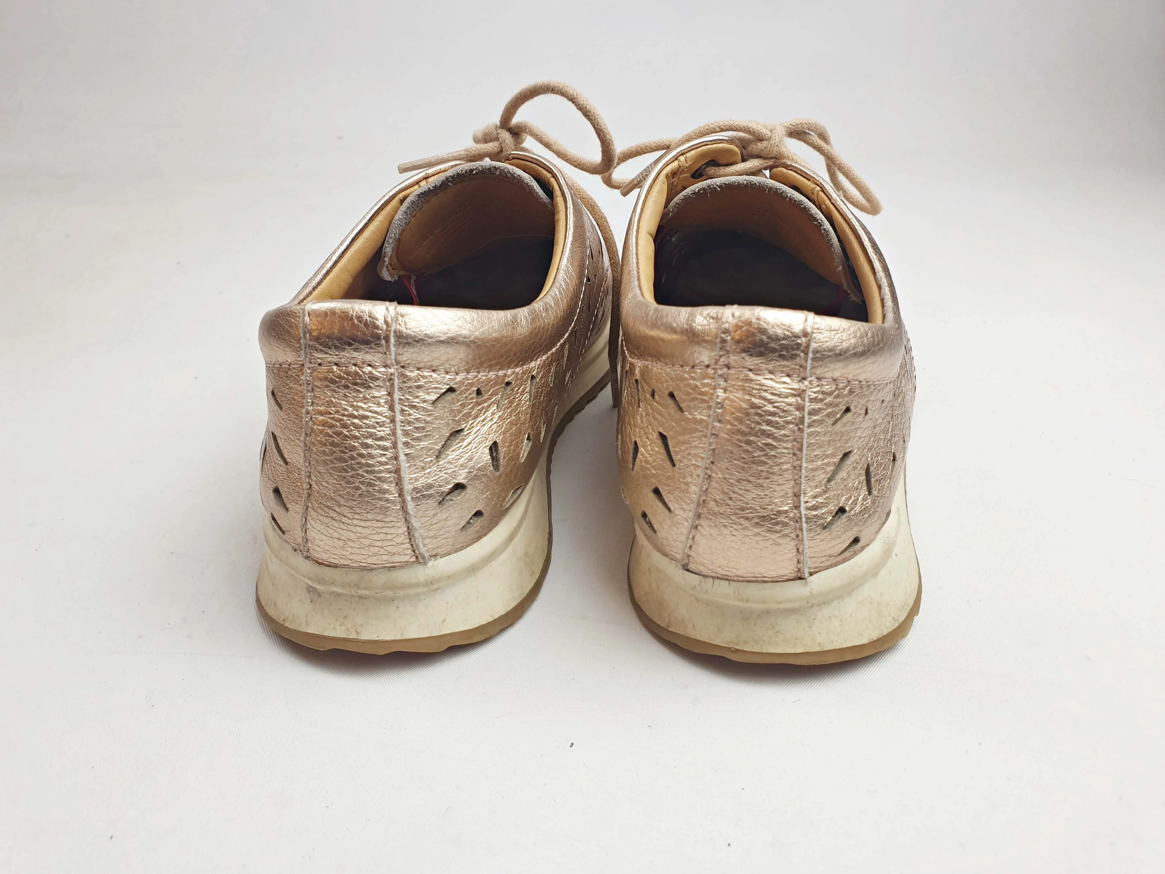 Rollie pewter leather lace up shoes size 36