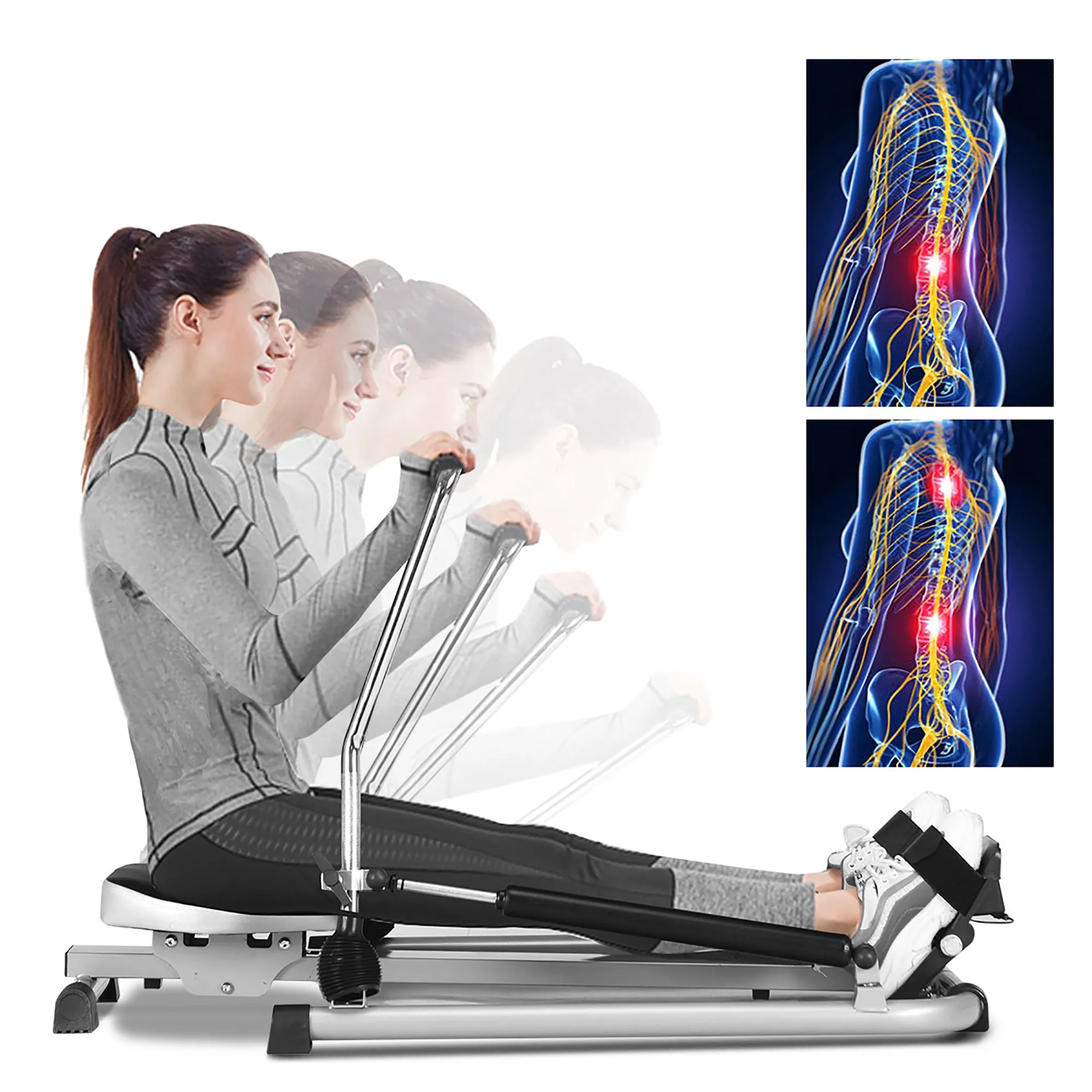 Rower W/ LCD Monitor w/ Adjustable Double Hydraulic Resistance