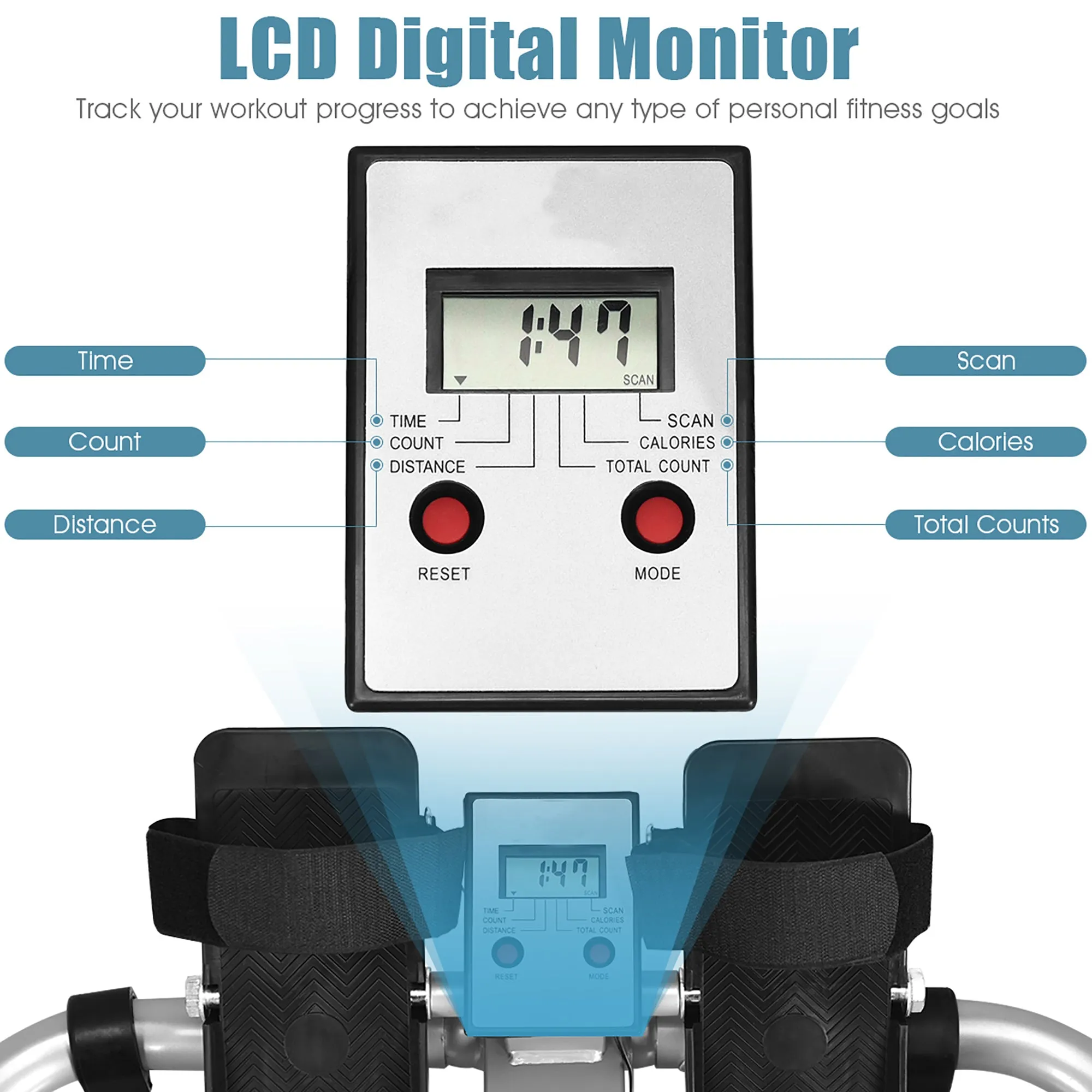 Rower W/ LCD Monitor w/ Adjustable Double Hydraulic Resistance