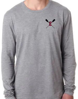 ROWING E OARS POCKET PRINT Long Sleeve Unisex Tri-Blend T-Shirt