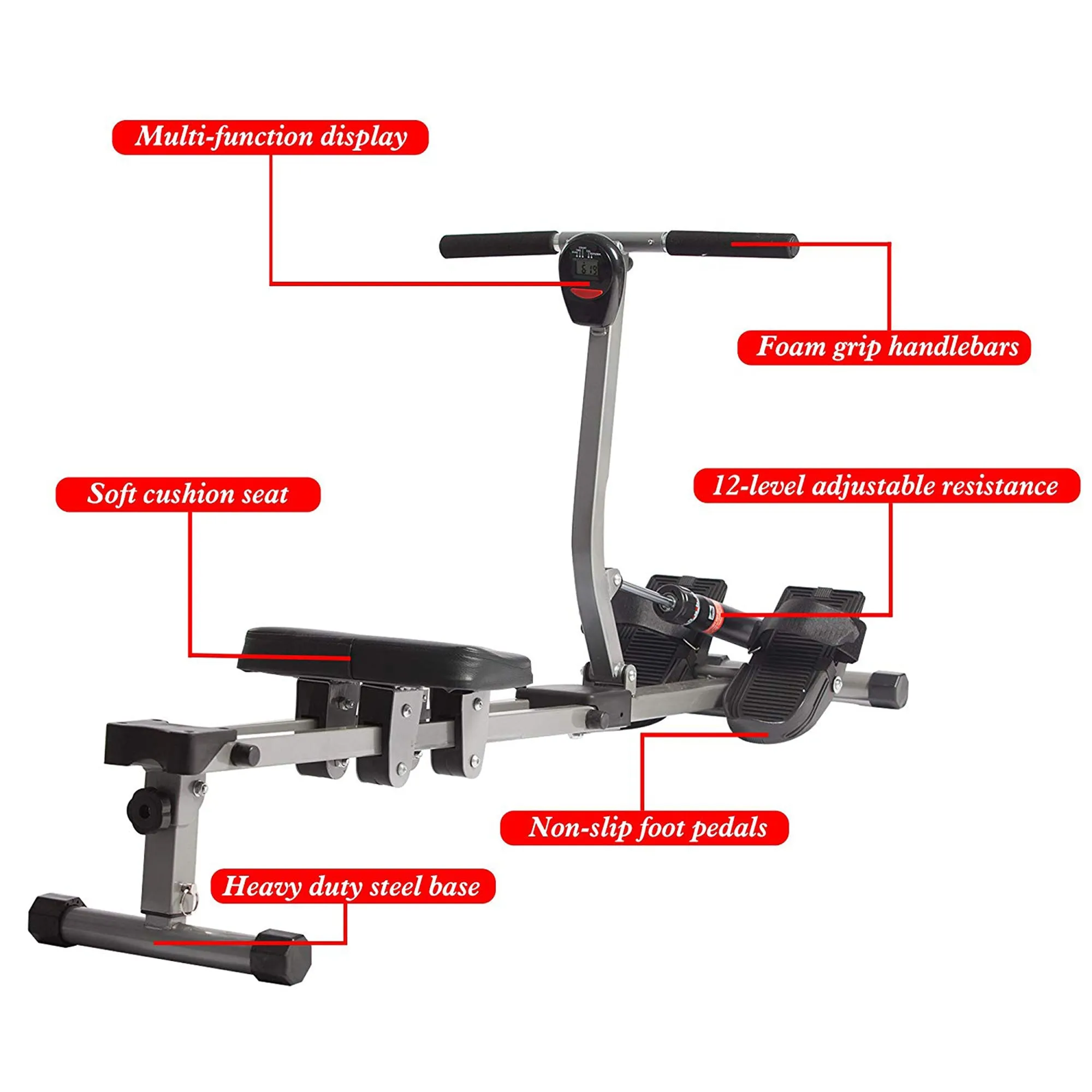 Rowing Machine Full Body Stamina Power W/ 12 Levels