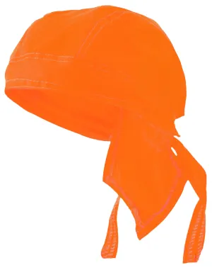 SAFETY ORANGE Doo-Rag Hi-Vis Skull Cap Solid Du-Bandana Motorcycle Helmet Liner Chemo Head-Scarf