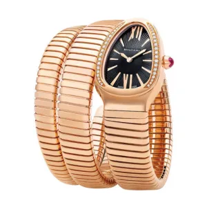 Serpenti Tubogas 35mm Rose Gold Double Twirl with Diamonds