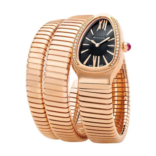 Serpenti Tubogas 35mm Rose Gold Double Twirl with Diamonds