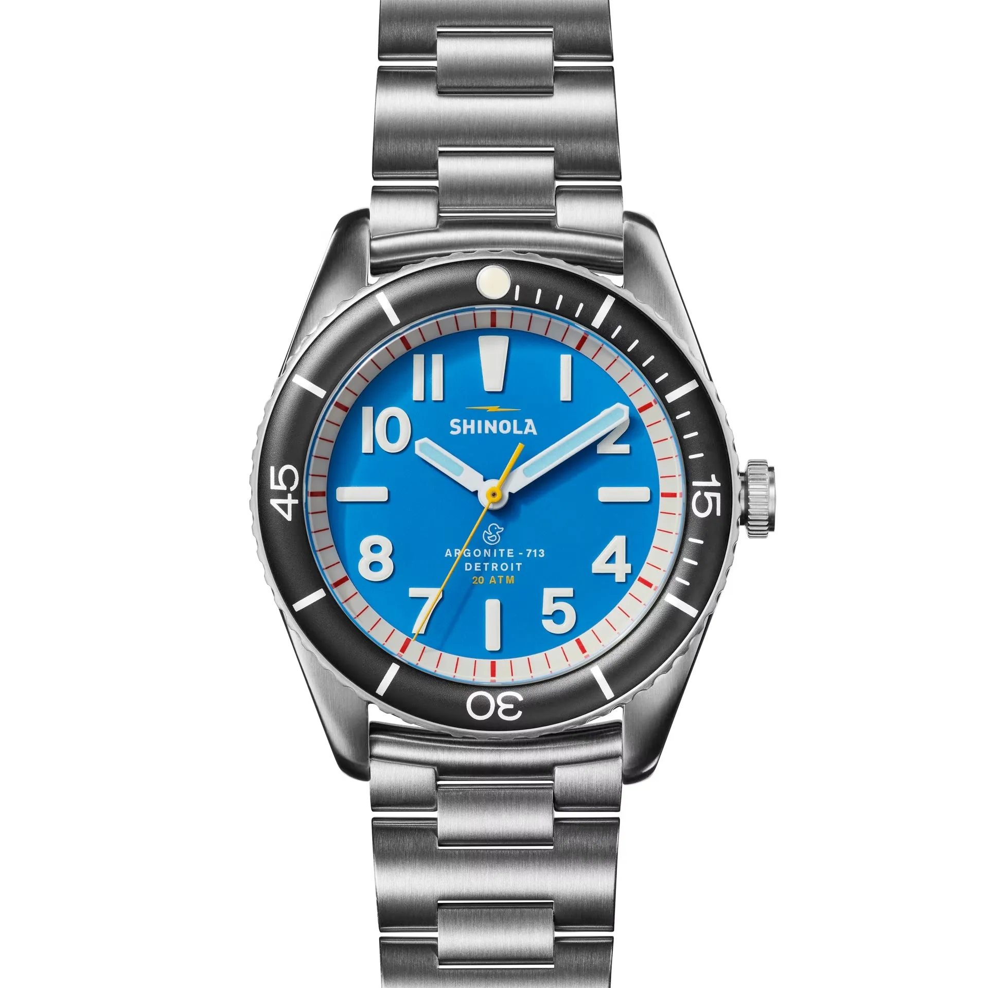 Shinola 42MM The Duck Bermuda Blue Steel Bracelet Watch S0120218978