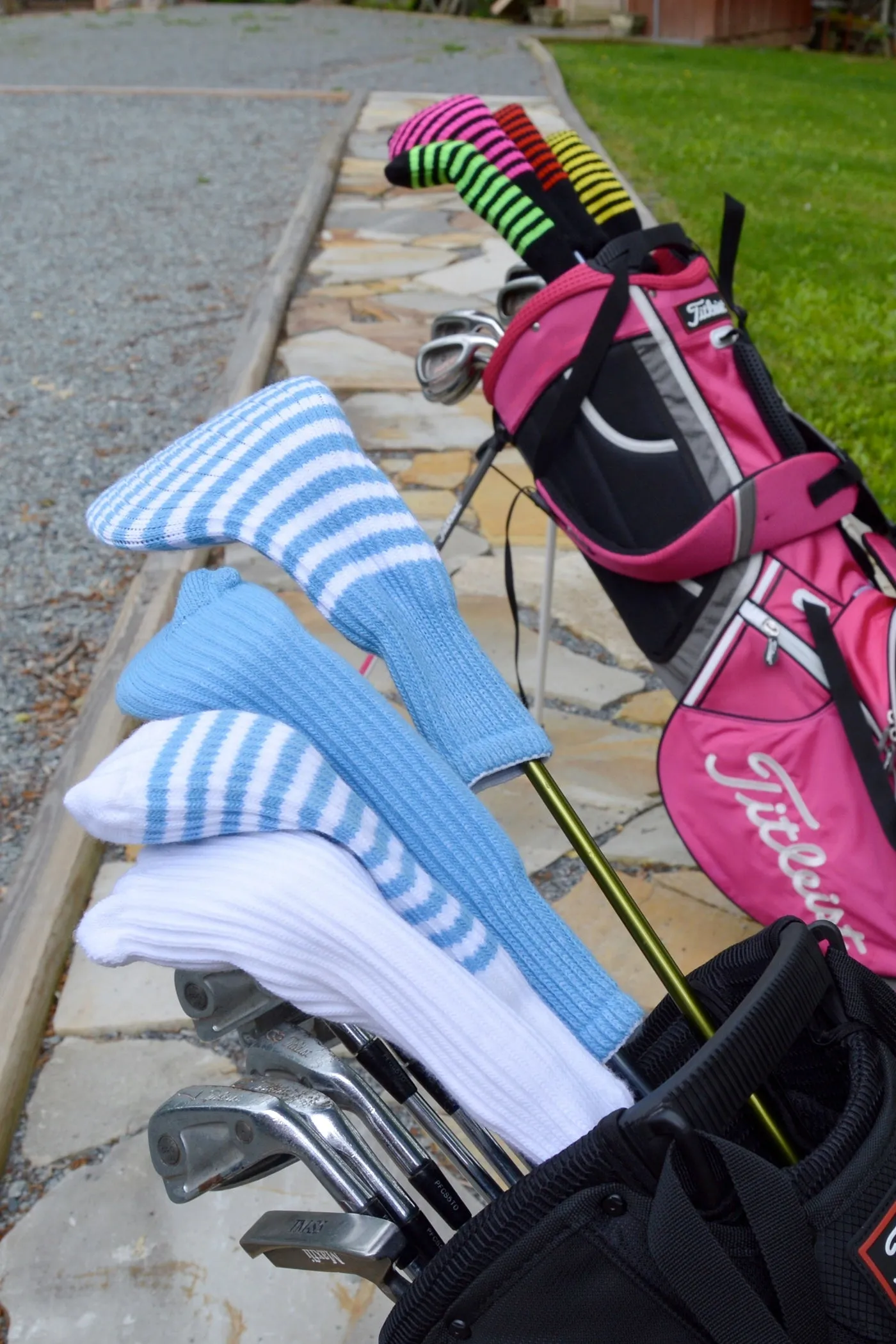 Silver and Black Club Sock Golf Headcover