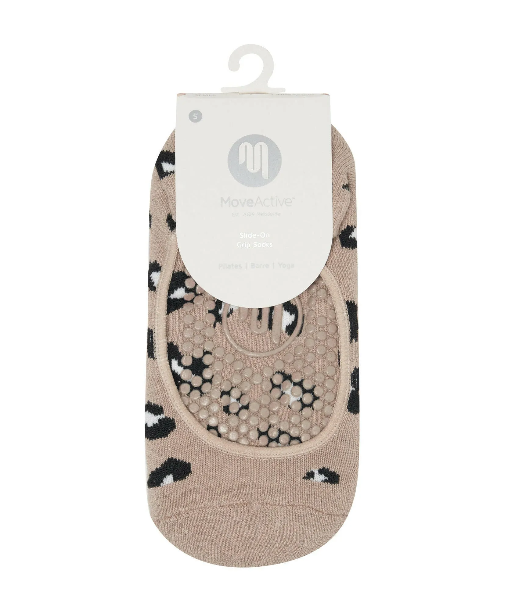 Slide On Non Slip Grip Socks - Cheetah Nude